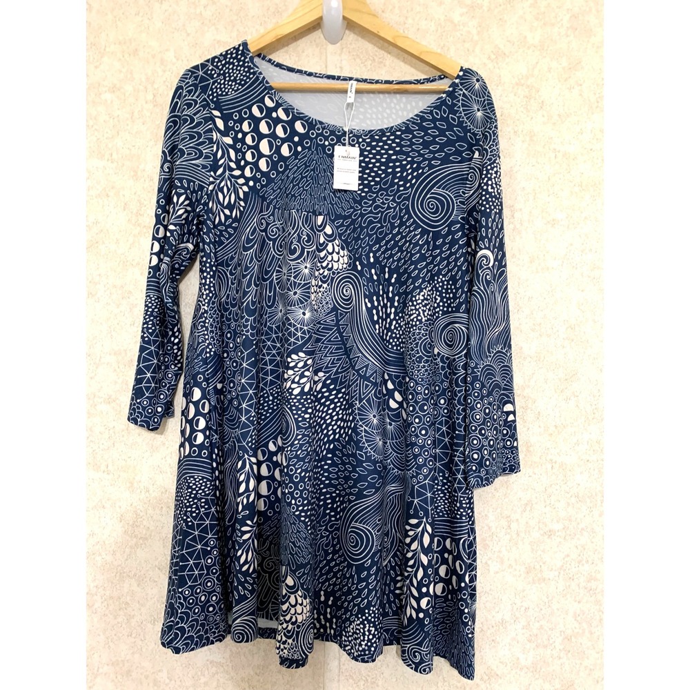 NWT Enmain Long Sleeve Navy/Cream Dress Size XL‎